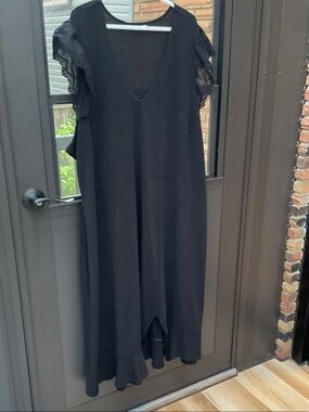 Penningtons Black V-Neck Maxi Dress with Ruffle Sleeves